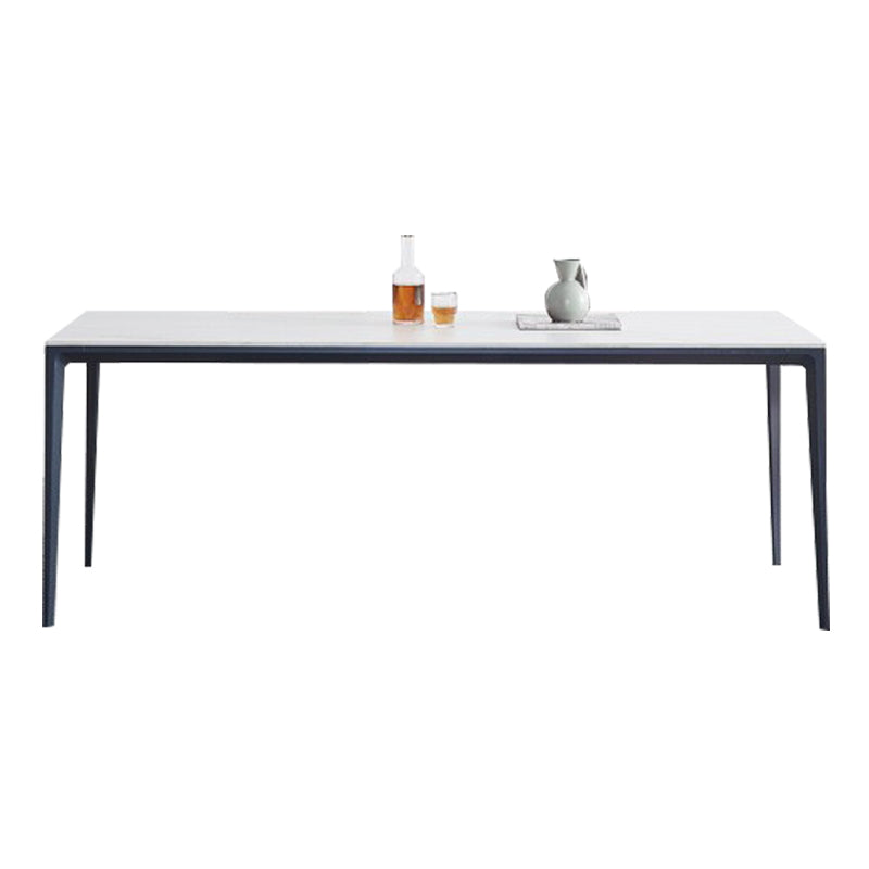 Minimalist Sintered Stone Standard Dining Table Rectangle Kitchen Dining Table with 4 Legs Base White Without Chairs Clearhalo ' dining_table' 'Dining Tables & Seating' 'Dining Tables' 'furn' 'furn_dining_table' 'Furniture' 'furniture_dining_table' 'Kitchen & Dining Furniture' 'kitchen&dining_furn' 'kitchen' 'kitchen_dining_table' 3621781