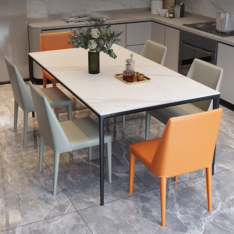 Minimalist Sintered Stone Standard Dining Table Rectangle Kitchen Dining Table with 4 Legs Base Clearhalo ' dining_table' 'Dining Tables & Seating' 'Dining Tables' 'furn' 'furn_dining_table' 'Furniture' 'furniture_dining_table' 'Kitchen & Dining Furniture' 'kitchen&dining_furn' 'kitchen' 'kitchen_dining_table' 3621785