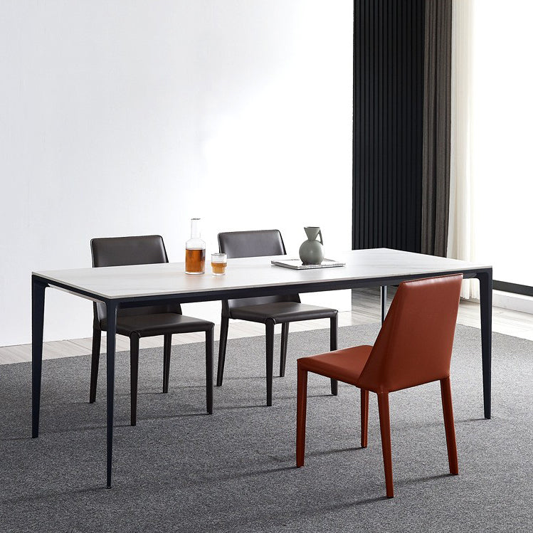 Minimalist Sintered Stone Standard Dining Table Rectangle Kitchen Dining Table with 4 Legs Base Clearhalo ' dining_table' 'Dining Tables & Seating' 'Dining Tables' 'furn' 'furn_dining_table' 'Furniture' 'furniture_dining_table' 'Kitchen & Dining Furniture' 'kitchen&dining_furn' 'kitchen' 'kitchen_dining_table' 3621786