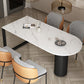 Simplicity Style Dining Table Stone Dinner Table with Metal Double Pedestal Clearhalo ' dining_table' 'Dining Tables & Seating' 'Dining Tables' 'furn' 'furn_dining_table' 'Furniture' 'furniture_dining_table' 'Kitchen & Dining Furniture' 'kitchen&dining_furn' 'kitchen' 'kitchen_dining_table' 3621788