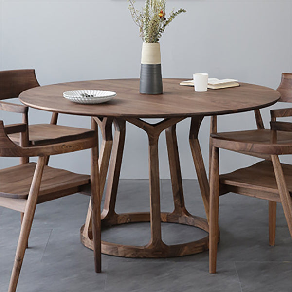 Round Pine Solid Wood Table Modern Dining Table with Wooden Pedestal for Restaurant Clearhalo ' dining_table' 'Dining Tables & Seating' 'Dining Tables' 'furn' 'furn_dining_table' 'Furniture' 'furniture_dining_table' 'Kitchen & Dining Furniture' 'kitchen&dining_furn' 'kitchen' 'kitchen_dining_table' 3621799