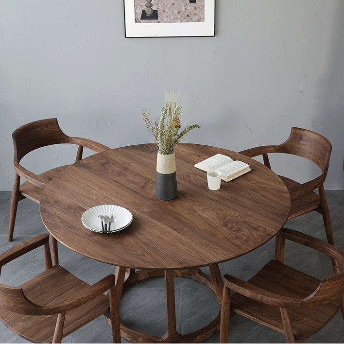 Round Pine Solid Wood Table Modern Dining Table with Wooden Pedestal for Restaurant Clearhalo ' dining_table' 'Dining Tables & Seating' 'Dining Tables' 'furn' 'furn_dining_table' 'Furniture' 'furniture_dining_table' 'Kitchen & Dining Furniture' 'kitchen&dining_furn' 'kitchen' 'kitchen_dining_table' 3621806