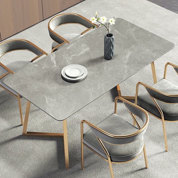 Metal Contemporary Rectangular Dining Table Sintered Stone Table with SledBase Clearhalo ' dining_table' 'Dining Tables & Seating' 'Dining Tables' 'furn' 'furn_dining_table' 'Furniture' 'furniture_dining_table' 'Kitchen & Dining Furniture' 'kitchen&dining_furn' 'kitchen' 'kitchen_dining_table' 3621820
