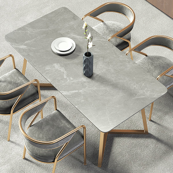 Metal Contemporary Rectangular Dining Table Sintered Stone Table with SledBase Clearhalo ' dining_table' 'Dining Tables & Seating' 'Dining Tables' 'furn' 'furn_dining_table' 'Furniture' 'furniture_dining_table' 'Kitchen & Dining Furniture' 'kitchen&dining_furn' 'kitchen' 'kitchen_dining_table' 3621821