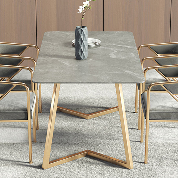 Metal Contemporary Rectangular Dining Table Sintered Stone Table with SledBase Clearhalo ' dining_table' 'Dining Tables & Seating' 'Dining Tables' 'furn' 'furn_dining_table' 'Furniture' 'furniture_dining_table' 'Kitchen & Dining Furniture' 'kitchen&dining_furn' 'kitchen' 'kitchen_dining_table' 3621822