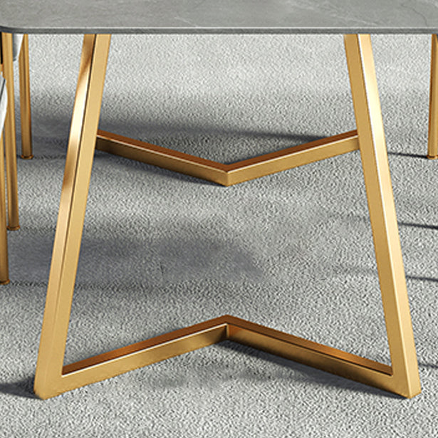 Metal Contemporary Rectangular Dining Table Sintered Stone Table with SledBase Clearhalo ' dining_table' 'Dining Tables & Seating' 'Dining Tables' 'furn' 'furn_dining_table' 'Furniture' 'furniture_dining_table' 'Kitchen & Dining Furniture' 'kitchen&dining_furn' 'kitchen' 'kitchen_dining_table' 3621826