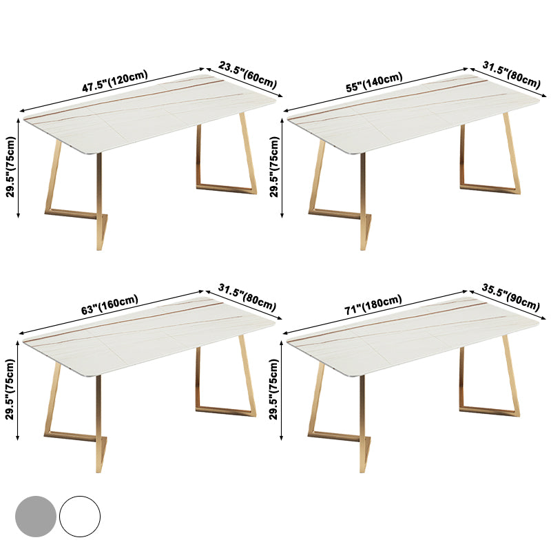 Metal Contemporary Rectangular Dining Table Sintered Stone Table with SledBase Clearhalo ' dining_table' 'Dining Tables & Seating' 'Dining Tables' 'furn' 'furn_dining_table' 'Furniture' 'furniture_dining_table' 'Kitchen & Dining Furniture' 'kitchen&dining_furn' 'kitchen' 'kitchen_dining_table' 3621827