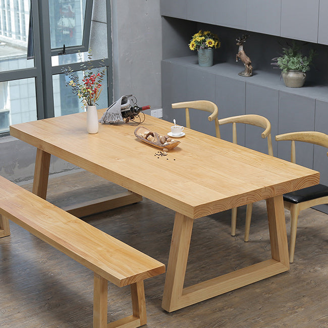Modern Pine Solid Wood Table Rectangle Dining Table with Double Pedestal Base Clearhalo ' dining_table' 'Dining Tables & Seating' 'Dining Tables' 'furn' 'furn_dining_table' 'Furniture' 'furniture_dining_table' 'Kitchen & Dining Furniture' 'kitchen&dining_furn' 'kitchen' 'kitchen_dining_table' 3621828