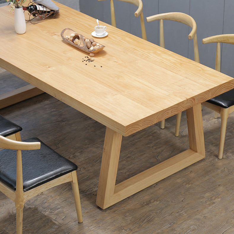 Modern Pine Solid Wood Table Rectangle Dining Table with Double Pedestal Base Clearhalo ' dining_table' 'Dining Tables & Seating' 'Dining Tables' 'furn' 'furn_dining_table' 'Furniture' 'furniture_dining_table' 'Kitchen & Dining Furniture' 'kitchen&dining_furn' 'kitchen' 'kitchen_dining_table' 3621831