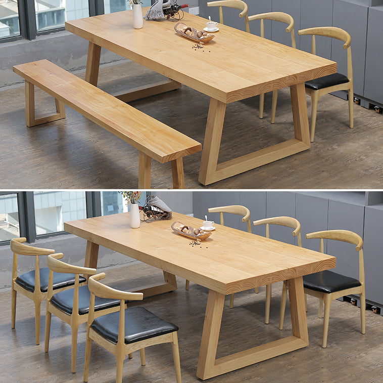 Modern Pine Solid Wood Table Rectangle Dining Table with Double Pedestal Base Clearhalo ' dining_table' 'Dining Tables & Seating' 'Dining Tables' 'furn' 'furn_dining_table' 'Furniture' 'furniture_dining_table' 'Kitchen & Dining Furniture' 'kitchen&dining_furn' 'kitchen' 'kitchen_dining_table' 3621838