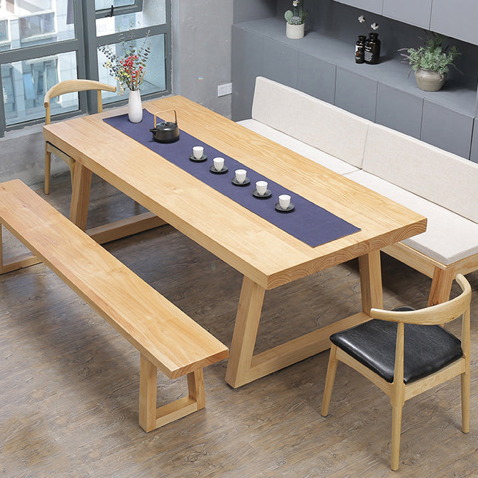 Modern Pine Solid Wood Table Rectangle Dining Table with Double Pedestal Base Clearhalo ' dining_table' 'Dining Tables & Seating' 'Dining Tables' 'furn' 'furn_dining_table' 'Furniture' 'furniture_dining_table' 'Kitchen & Dining Furniture' 'kitchen&dining_furn' 'kitchen' 'kitchen_dining_table' 3621841
