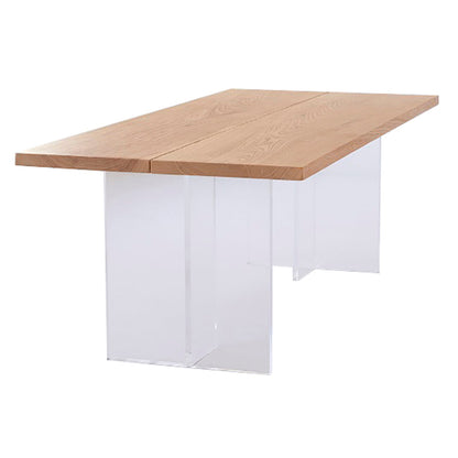 Contemporary Rectangle Standard Dining Table Solid Wood Dining Table with Double Pedestal Base Without Chairs Clearhalo ' dining_table' 'Dining Tables & Seating' 'Dining Tables' 'furn' 'furn_dining_table' 'Furniture' 'furniture_dining_table' 'Kitchen & Dining Furniture' 'kitchen&dining_furn' 'kitchen' 'kitchen_dining_table' 3621846
