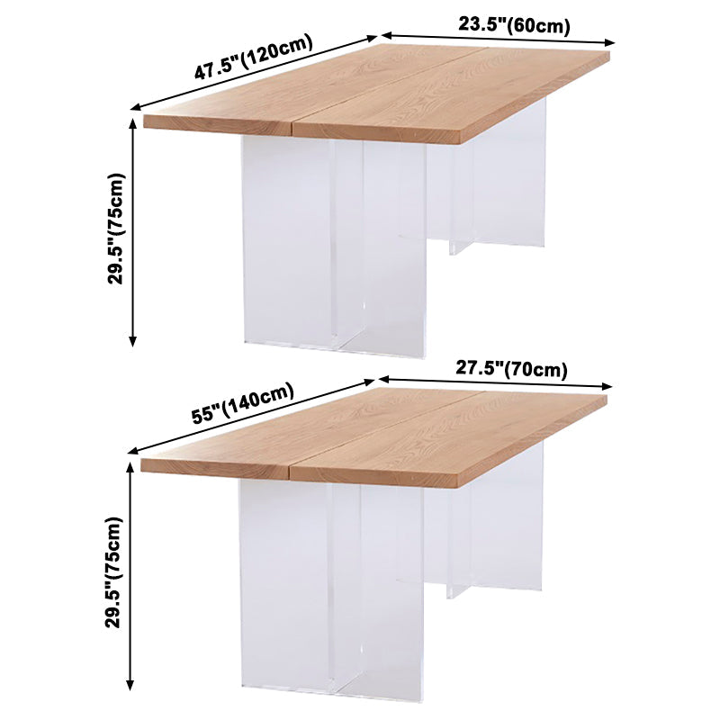 Contemporary Rectangle Standard Dining Table Solid Wood Dining Table with Double Pedestal Base Clearhalo ' dining_table' 'Dining Tables & Seating' 'Dining Tables' 'furn' 'furn_dining_table' 'Furniture' 'furniture_dining_table' 'Kitchen & Dining Furniture' 'kitchen&dining_furn' 'kitchen' 'kitchen_dining_table' 3621847