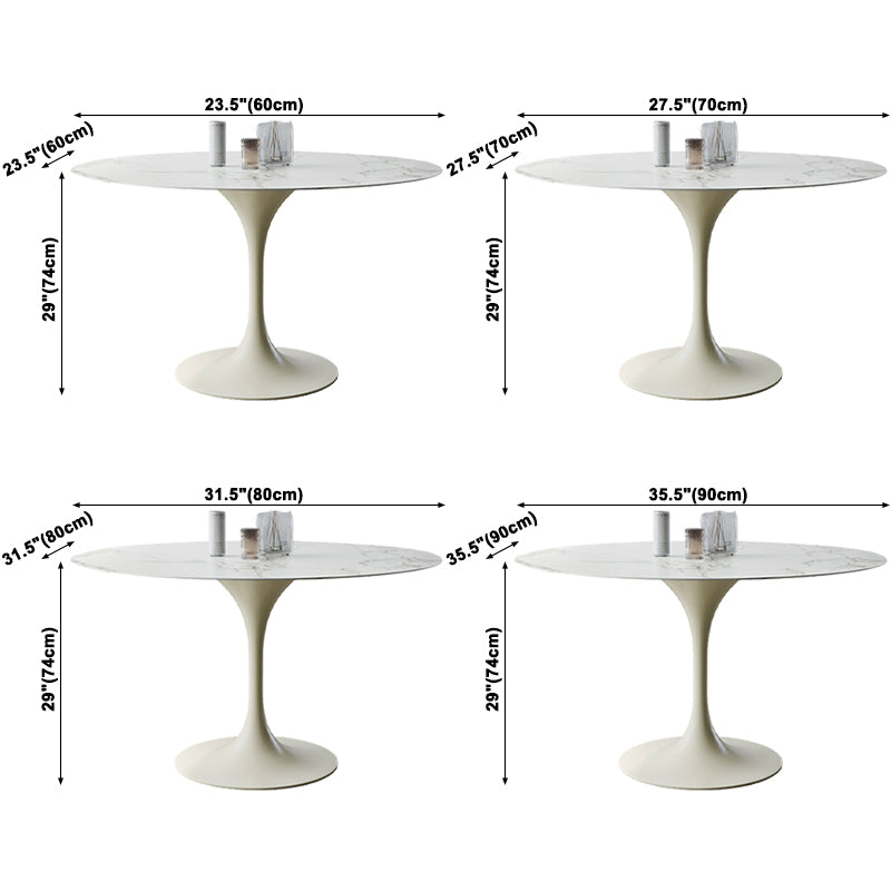 Round Tulip Modern Dining Table White Tone Fixed Table of Sintered Stone Clearhalo ' dining_table' 'Dining Tables & Seating' 'Dining Tables' 'furn' 'furn_dining_table' 'Furniture' 'furniture_dining_table' 'Kitchen & Dining Furniture' 'kitchen&dining_furn' 'kitchen' 'kitchen_dining_table' 3621906