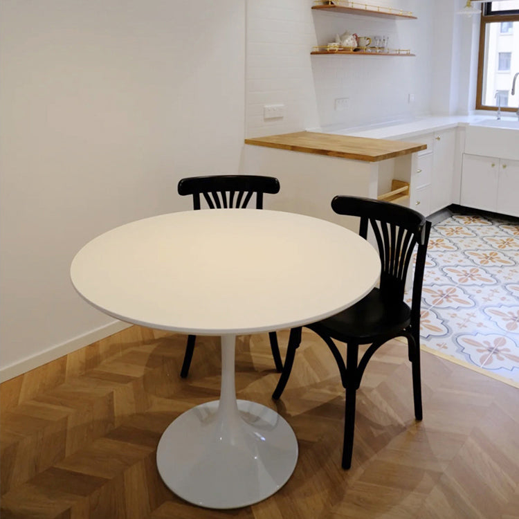 Round Tulip Modern Dining Table White Tone Fixed Table of Sintered Stone Clearhalo ' dining_table' 'Dining Tables & Seating' 'Dining Tables' 'furn' 'furn_dining_table' 'Furniture' 'furniture_dining_table' 'Kitchen & Dining Furniture' 'kitchen&dining_furn' 'kitchen' 'kitchen_dining_table' 3621909