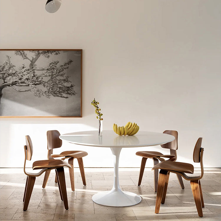 Round Tulip Modern Dining Table White Tone Fixed Table of Sintered Stone Clearhalo ' dining_table' 'Dining Tables & Seating' 'Dining Tables' 'furn' 'furn_dining_table' 'Furniture' 'furniture_dining_table' 'Kitchen & Dining Furniture' 'kitchen&dining_furn' 'kitchen' 'kitchen_dining_table' 3621911