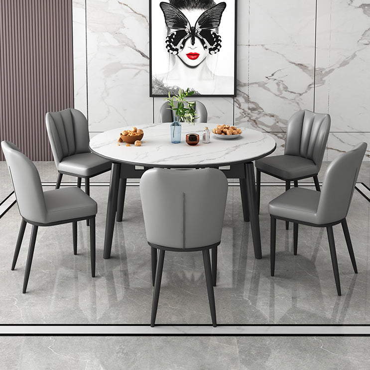 Modern Style Sintered Stone Dining Table Round Table with 4 Legs for Home Use Clearhalo ' dining_table' 'Dining Tables & Seating' 'Dining Tables' 'furn' 'furn_dining_table' 'Furniture' 'furniture_dining_table' 'Kitchen & Dining Furniture' 'kitchen&dining_furn' 'kitchen' 'kitchen_dining_table' 3621923