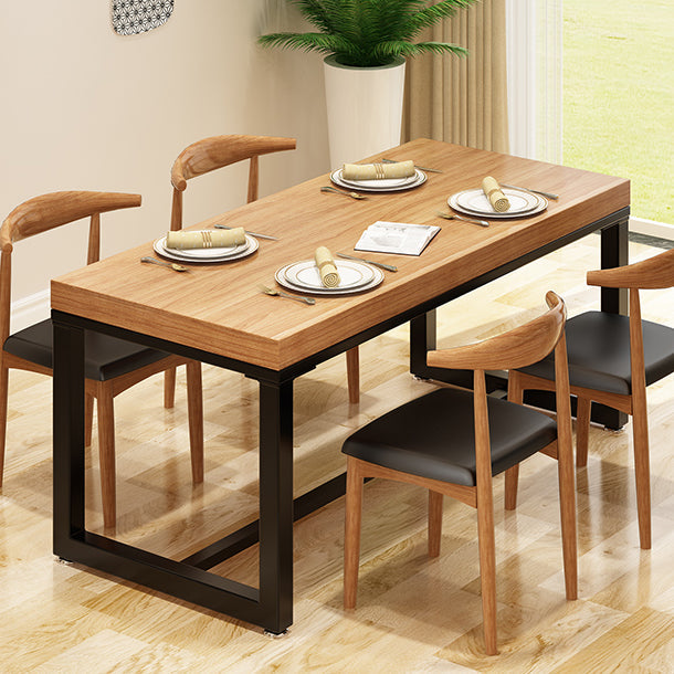 Modern Solid Wood Kitchen Dining Table Rectangle Shape Standard Dining Table with Trestle Base Clearhalo ' dining_table' 'Dining Tables & Seating' 'Dining Tables' 'furn' 'furn_dining_table' 'Furniture' 'furniture_dining_table' 'Kitchen & Dining Furniture' 'kitchen&dining_furn' 'kitchen' 'kitchen_dining_table' 3621926