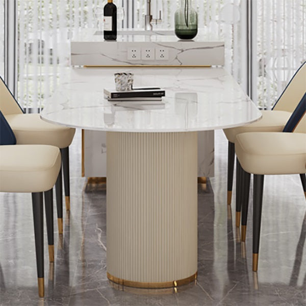 Free Form Sintered Stone White Dining Table Simplicity Double Pedestal Table for Dining Room Clearhalo ' dining_table' 'Dining Tables & Seating' 'Dining Tables' 'furn' 'furn_dining_table' 'Furniture' 'furniture_dining_table' 'Kitchen & Dining Furniture' 'kitchen&dining_furn' 'kitchen' 'kitchen_dining_table' 3621965