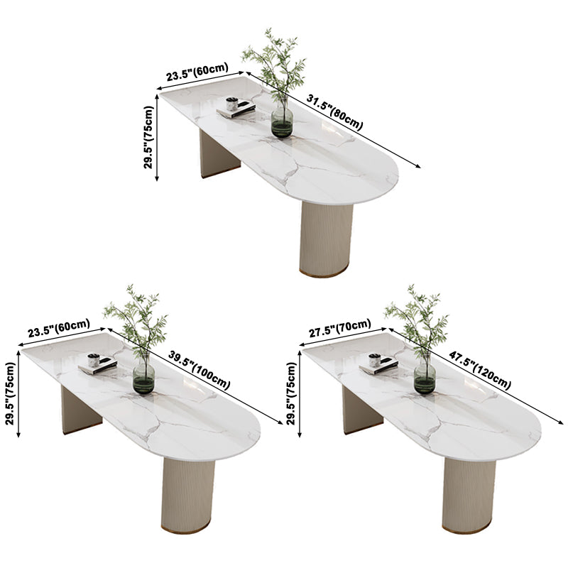 Free Form Sintered Stone White Dining Table Simplicity Double Pedestal Table for Dining Room Clearhalo ' dining_table' 'Dining Tables & Seating' 'Dining Tables' 'furn' 'furn_dining_table' 'Furniture' 'furniture_dining_table' 'Kitchen & Dining Furniture' 'kitchen&dining_furn' 'kitchen' 'kitchen_dining_table' 3621968