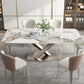 Rectangle Sintered Stone Dining Table Modern Metal Pedestal Base Table for Restaurant Clearhalo ' dining_table' 'Dining Tables & Seating' 'Dining Tables' 'furn' 'furn_dining_table' 'Furniture' 'furniture_dining_table' 'Kitchen & Dining Furniture' 'kitchen&dining_furn' 'kitchen' 'kitchen_dining_table' 3621969