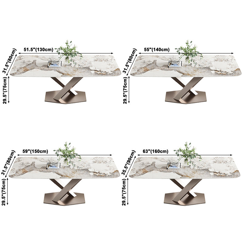 Rectangle Sintered Stone Dining Table Modern Metal Pedestal Base Table for Restaurant Clearhalo ' dining_table' 'Dining Tables & Seating' 'Dining Tables' 'furn' 'furn_dining_table' 'Furniture' 'furniture_dining_table' 'Kitchen & Dining Furniture' 'kitchen&dining_furn' 'kitchen' 'kitchen_dining_table' 3621976