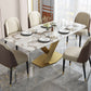 Rectangle Sintered Stone Dining Table Modern Metal Pedestal Base Table for Restaurant Clearhalo ' dining_table' 'Dining Tables & Seating' 'Dining Tables' 'furn' 'furn_dining_table' 'Furniture' 'furniture_dining_table' 'Kitchen & Dining Furniture' 'kitchen&dining_furn' 'kitchen' 'kitchen_dining_table' 3621978