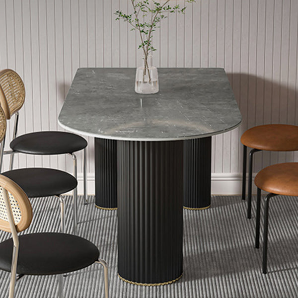 Metal Contemporary Free Form Table Marble Top Table for Dining Room and Kitchen Black Without Chairs Clearhalo ' dining_table' 'Dining Tables & Seating' 'Dining Tables' 'furn' 'furn_dining_table' 'Furniture' 'furniture_dining_table' 'Kitchen & Dining Furniture' 'kitchen&dining_furn' 'kitchen' 'kitchen_dining_table' 3621982