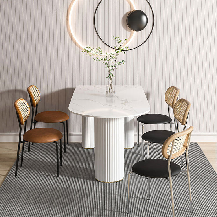 Metal Contemporary Free Form Table Marble Top Table for Dining Room and Kitchen Clearhalo ' dining_table' 'Dining Tables & Seating' 'Dining Tables' 'furn' 'furn_dining_table' 'Furniture' 'furniture_dining_table' 'Kitchen & Dining Furniture' 'kitchen&dining_furn' 'kitchen' 'kitchen_dining_table' 3621988