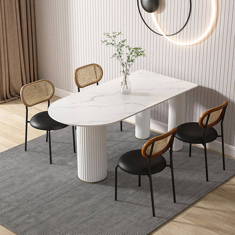 Metal Contemporary Free Form Table Marble Top Table for Dining Room and Kitchen Clearhalo ' dining_table' 'Dining Tables & Seating' 'Dining Tables' 'furn' 'furn_dining_table' 'Furniture' 'furniture_dining_table' 'Kitchen & Dining Furniture' 'kitchen&dining_furn' 'kitchen' 'kitchen_dining_table' 3621989