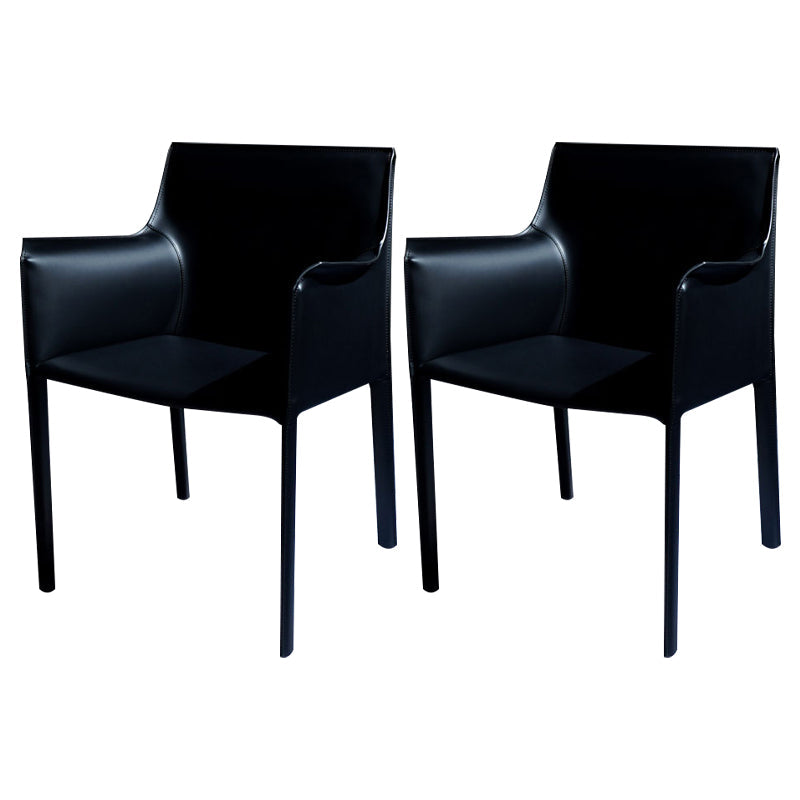 Faux Leather Modern Dining Room Chair Matte Finish Solid Back Dining Arm Chairs Black 2 Piece Set Clearhalo ' kitchen&dining_furn' 'Dining Chairs' 'Dining Tables & Seating' 'dining_chair' 'furn' 'furn_dining_chair' 'Furniture' 'furniture_dining_chair' 'Kitchen & Dining Furniture' 'kitchen' 3622764