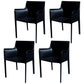 Faux Leather Modern Dining Room Chair Matte Finish Solid Back Dining Arm Chairs Black 4 Piece Set Clearhalo ' kitchen&dining_furn' 'Dining Chairs' 'Dining Tables & Seating' 'dining_chair' 'furn' 'furn_dining_chair' 'Furniture' 'furniture_dining_chair' 'Kitchen & Dining Furniture' 'kitchen' 3622766
