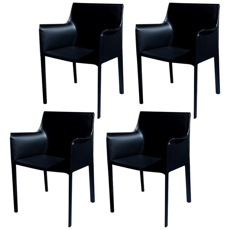 Faux Leather Modern Dining Room Chair Matte Finish Solid Back Dining Arm Chairs Black 4 Piece Set Clearhalo ' kitchen&dining_furn' 'Dining Chairs' 'Dining Tables & Seating' 'dining_chair' 'furn' 'furn_dining_chair' 'Furniture' 'furniture_dining_chair' 'Kitchen & Dining Furniture' 'kitchen' 3622766