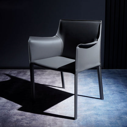 Faux Leather Modern Dining Room Chair Matte Finish Solid Back Dining Arm Chairs Grey 1 Piece Clearhalo ' kitchen&dining_furn' 'Dining Chairs' 'Dining Tables & Seating' 'dining_chair' 'furn' 'furn_dining_chair' 'Furniture' 'furniture_dining_chair' 'Kitchen & Dining Furniture' 'kitchen' 3622767