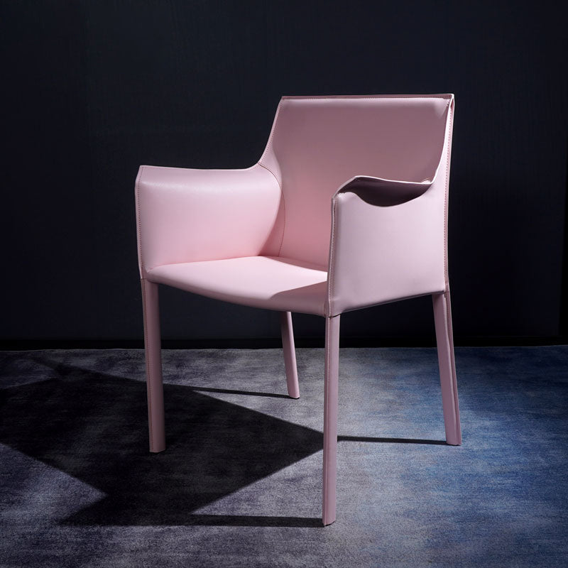 Faux Leather Modern Dining Room Chair Matte Finish Solid Back Dining Arm Chairs Pink 1 Piece Clearhalo ' kitchen&dining_furn' 'Dining Chairs' 'Dining Tables & Seating' 'dining_chair' 'furn' 'furn_dining_chair' 'Furniture' 'furniture_dining_chair' 'Kitchen & Dining Furniture' 'kitchen' 3622768