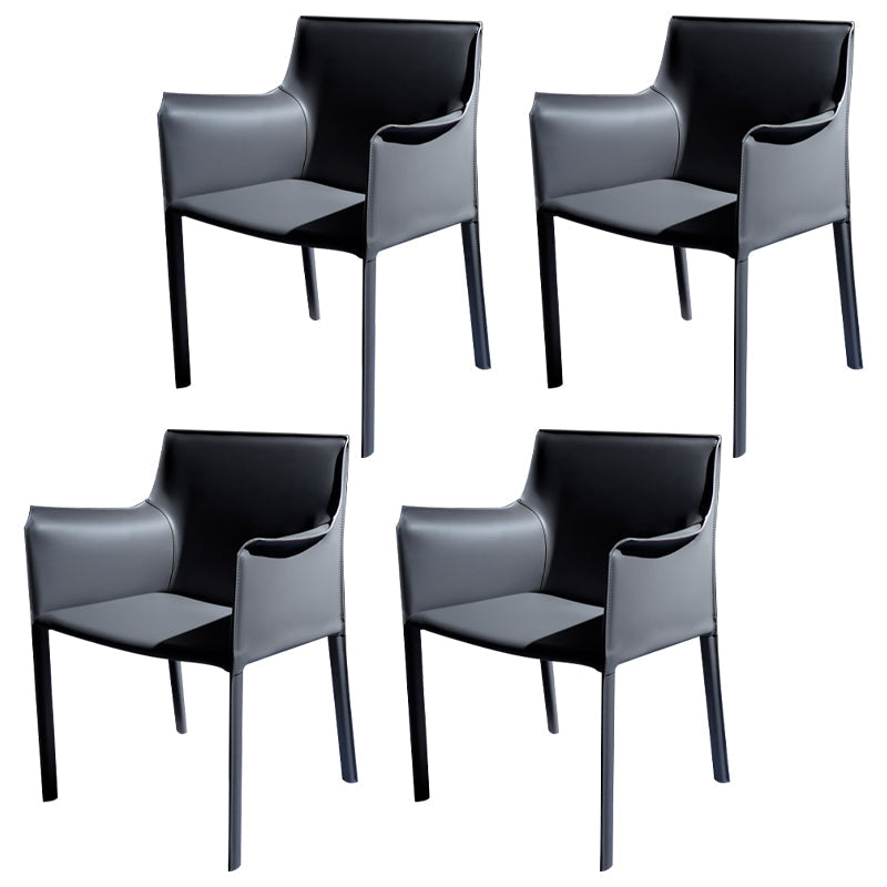 Faux Leather Modern Dining Room Chair Matte Finish Solid Back Dining Arm Chairs Grey 4 Piece Set Clearhalo ' kitchen&dining_furn' 'Dining Chairs' 'Dining Tables & Seating' 'dining_chair' 'furn' 'furn_dining_chair' 'Furniture' 'furniture_dining_chair' 'Kitchen & Dining Furniture' 'kitchen' 3622772