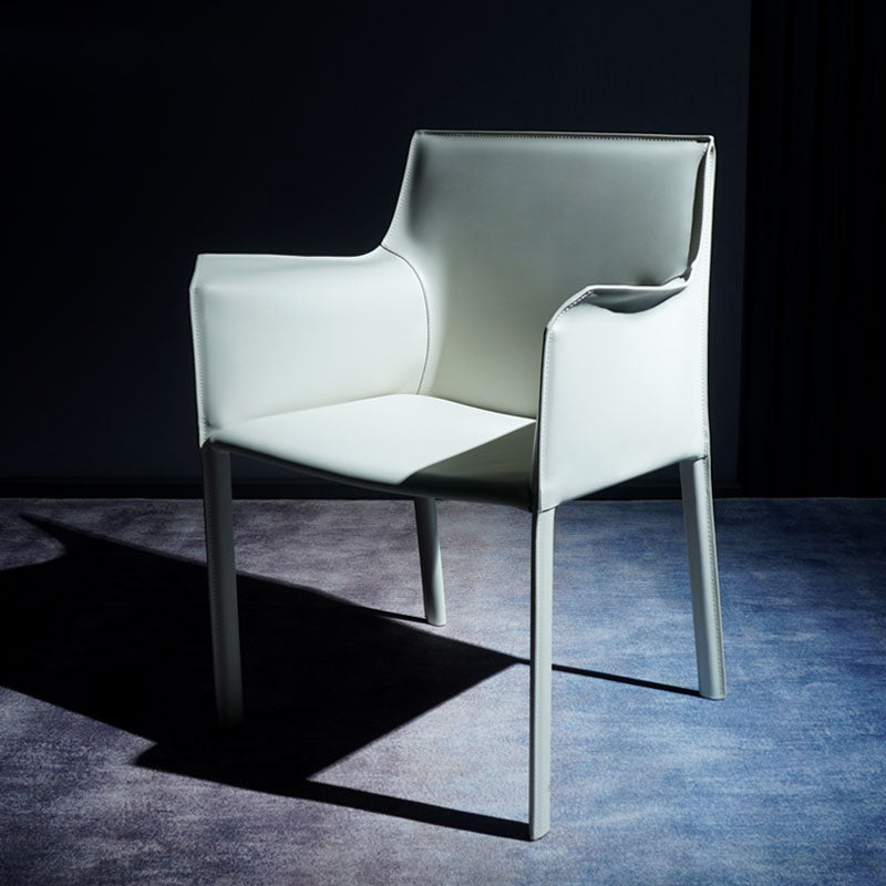 Faux Leather Modern Dining Room Chair Matte Finish Solid Back Dining Arm Chairs White 1 Piece Clearhalo ' kitchen&dining_furn' 'Dining Chairs' 'Dining Tables & Seating' 'dining_chair' 'furn' 'furn_dining_chair' 'Furniture' 'furniture_dining_chair' 'Kitchen & Dining Furniture' 'kitchen' 3622774