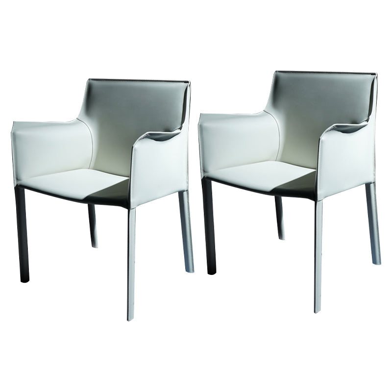 Faux Leather Modern Dining Room Chair Matte Finish Solid Back Dining Arm Chairs White 2 Piece Set Clearhalo ' kitchen&dining_furn' 'Dining Chairs' 'Dining Tables & Seating' 'dining_chair' 'furn' 'furn_dining_chair' 'Furniture' 'furniture_dining_chair' 'Kitchen & Dining Furniture' 'kitchen' 3622776