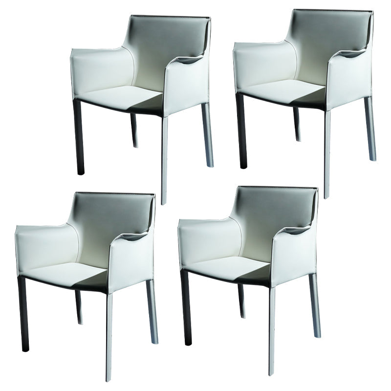 Faux Leather Modern Dining Room Chair Matte Finish Solid Back Dining Arm Chairs White 4 Piece Set Clearhalo ' kitchen&dining_furn' 'Dining Chairs' 'Dining Tables & Seating' 'dining_chair' 'furn' 'furn_dining_chair' 'Furniture' 'furniture_dining_chair' 'Kitchen & Dining Furniture' 'kitchen' 3622777