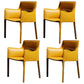 Faux Leather Modern Dining Room Chair Matte Finish Solid Back Dining Arm Chairs Yellow 4 Piece Set Clearhalo ' kitchen&dining_furn' 'Dining Chairs' 'Dining Tables & Seating' 'dining_chair' 'furn' 'furn_dining_chair' 'Furniture' 'furniture_dining_chair' 'Kitchen & Dining Furniture' 'kitchen' 3622786