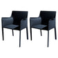 Faux Leather Modern Dining Room Chair Matte Finish Solid Back Dining Arm Chairs Dark Blue-Gray 2 Piece Set Clearhalo ' kitchen&dining_furn' 'Dining Chairs' 'Dining Tables & Seating' 'dining_chair' 'furn' 'furn_dining_chair' 'Furniture' 'furniture_dining_chair' 'Kitchen & Dining Furniture' 'kitchen' 3622794