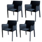 Faux Leather Modern Dining Room Chair Matte Finish Solid Back Dining Arm Chairs Dark Blue-Gray 4 Piece Set Clearhalo ' kitchen&dining_furn' 'Dining Chairs' 'Dining Tables & Seating' 'dining_chair' 'furn' 'furn_dining_chair' 'Furniture' 'furniture_dining_chair' 'Kitchen & Dining Furniture' 'kitchen' 3622795
