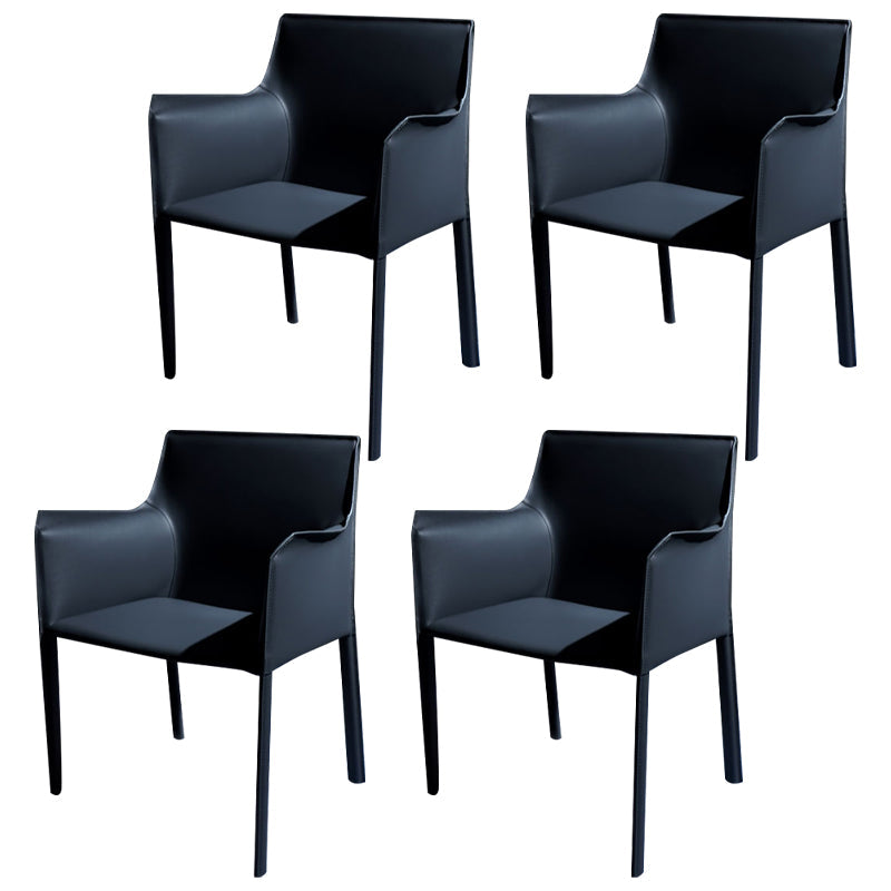 Faux Leather Modern Dining Room Chair Matte Finish Solid Back Dining Arm Chairs Dark Blue-Gray 4 Piece Set Clearhalo ' kitchen&dining_furn' 'Dining Chairs' 'Dining Tables & Seating' 'dining_chair' 'furn' 'furn_dining_chair' 'Furniture' 'furniture_dining_chair' 'Kitchen & Dining Furniture' 'kitchen' 3622795