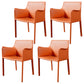 Faux Leather Modern Dining Room Chair Matte Finish Solid Back Dining Arm Chairs Orange 4 Piece Set Clearhalo ' kitchen&dining_furn' 'Dining Chairs' 'Dining Tables & Seating' 'dining_chair' 'furn' 'furn_dining_chair' 'Furniture' 'furniture_dining_chair' 'Kitchen & Dining Furniture' 'kitchen' 3622798