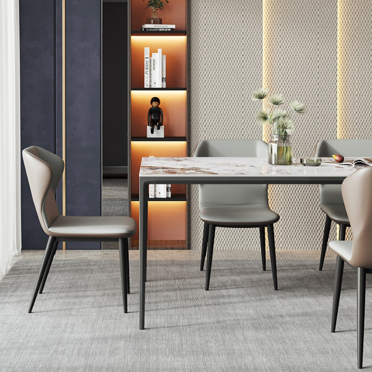 Minimalist White Brown Rectangle Shape Dining Set Kitchen Standard Dining Set with 4 Legs Table Clearhalo 'Dining Room Sets' 'Dining Tables & Seating' 'dining_room_set' 'furn' 'furn_dining_room_set' 'Furniture' 'furniture_dining_room_set' 'Kitchen & Dining Furniture' 'kitchen&dining_furn' 'kitchen' 3625110