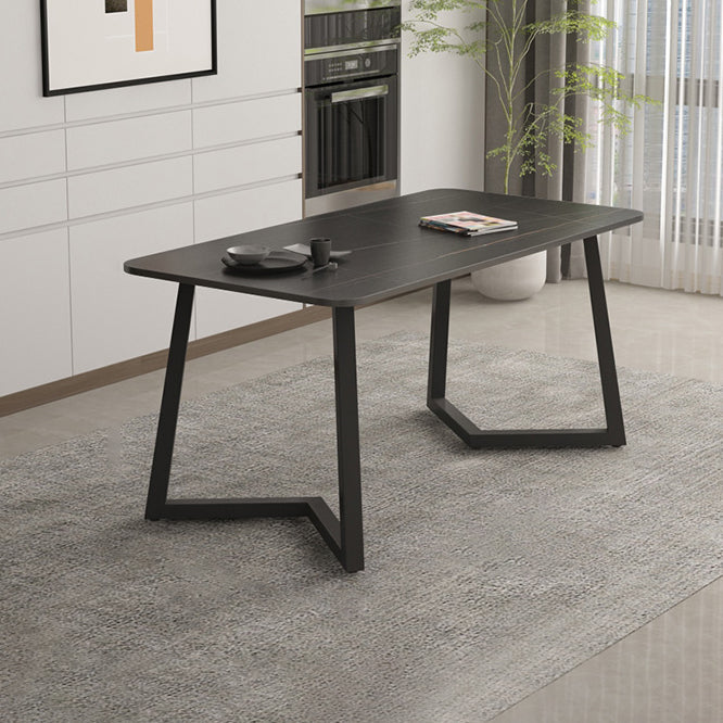 Minimalist Traditional Height Sintered Stone Top Dining Table Rectangle Dining Room Set For Kitchen Table Only Clearhalo 'Dining Room Sets' 'Dining Tables & Seating' 'dining_room_set' 'furn' 'furn_dining_room_set' 'Furniture' 'furniture_dining_room_set' 'Kitchen & Dining Furniture' 'kitchen&dining_furn' 'kitchen' 3625117