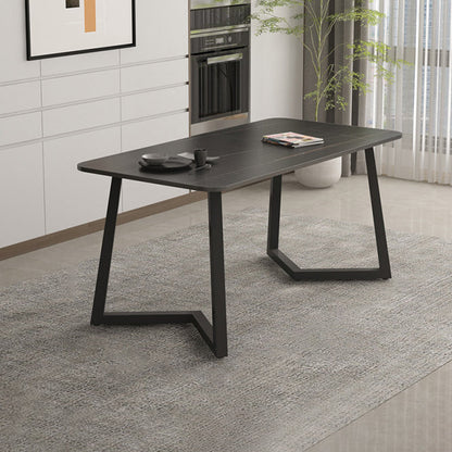 Minimalist Traditional Height Sintered Stone Top Dining Table Rectangle Dining Room Set For Kitchen Table Only Clearhalo 'Dining Room Sets' 'Dining Tables & Seating' 'dining_room_set' 'furn' 'furn_dining_room_set' 'Furniture' 'furniture_dining_room_set' 'Kitchen & Dining Furniture' 'kitchen&dining_furn' 'kitchen' 3625117