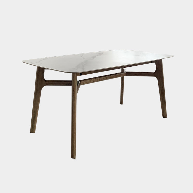 Modern Style Ash White Slate Rectangular Dining Table Set with 4 Legs Base Clearhalo 'Dining Room Sets' 'Dining Tables & Seating' 'dining_room_set' 'furn' 'furn_dining_room_set' 'Furniture' 'furniture_dining_room_set' 'Kitchen & Dining Furniture' 'kitchen&dining_furn' 'kitchen' 3625137