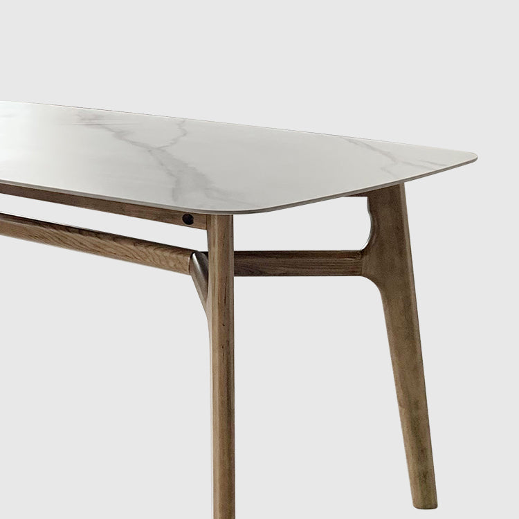 Modern Style Ash White Slate Rectangular Dining Table Set with 4 Legs Base Clearhalo 'Dining Room Sets' 'Dining Tables & Seating' 'dining_room_set' 'furn' 'furn_dining_room_set' 'Furniture' 'furniture_dining_room_set' 'Kitchen & Dining Furniture' 'kitchen&dining_furn' 'kitchen' 3625139