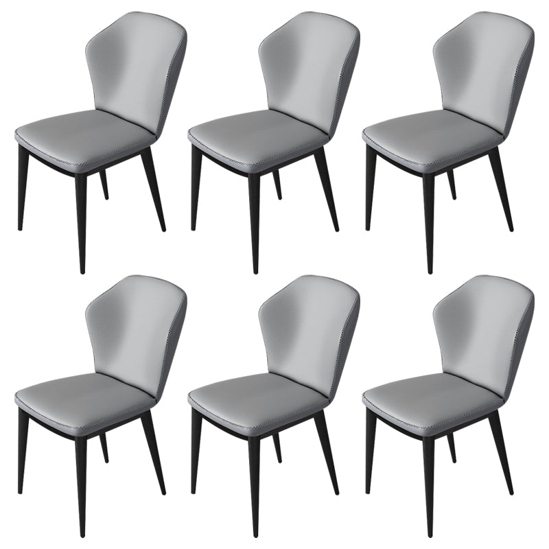 Modern Polyurethane Dining Chair 17'' Wide Wingback Side Chair for Home Use Grey 6 Piece Set Clearhalo ' kitchen&dining_furn' 'Dining Chairs' 'Dining Tables & Seating' 'dining_chair' 'furn' 'furn_dining_chair' 'Furniture' 'furniture_dining_chair' 'Kitchen & Dining Furniture' 'kitchen' 3636489